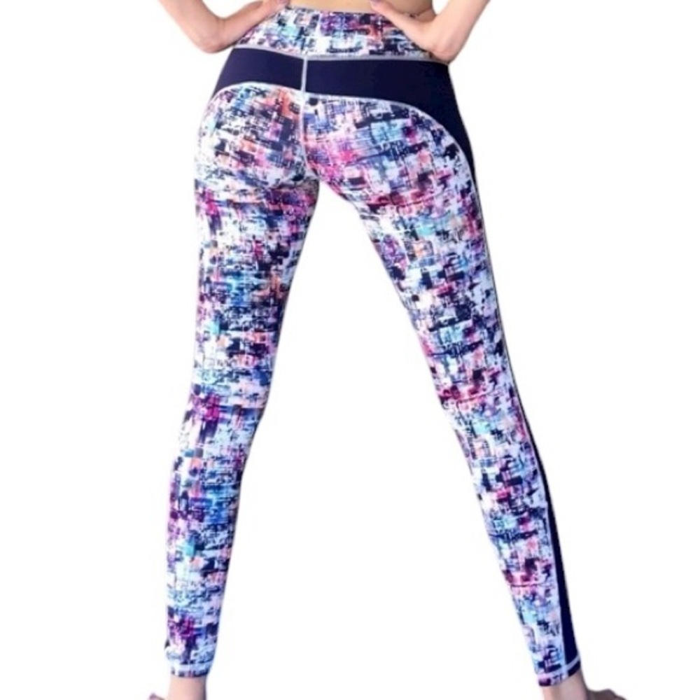 Mono B -  Navy Blue Women’s Leggings with Colorful Abstract Design - Size Medium - Picture 3 of 13